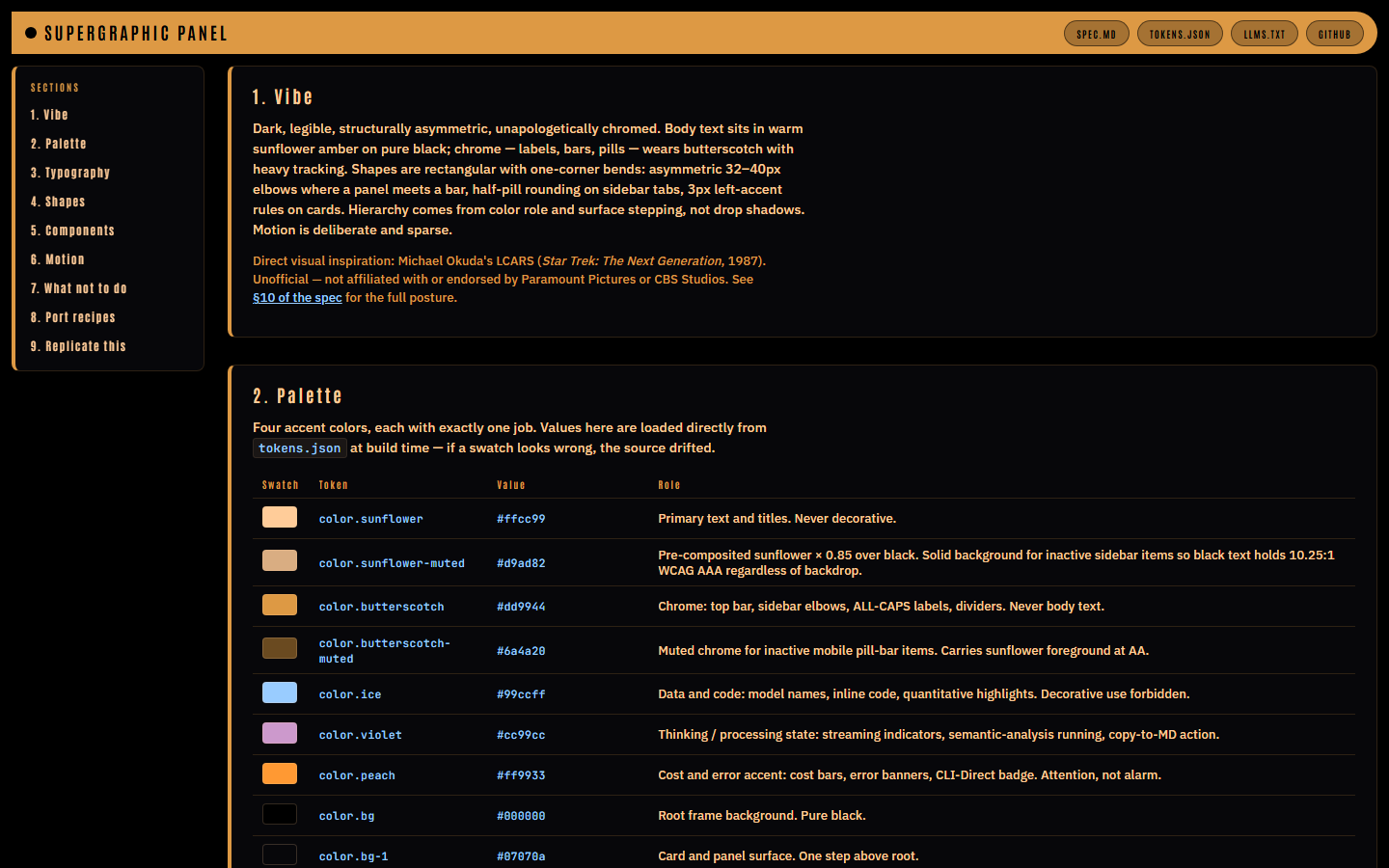The walkthrough page at chat-arch.dev/design-system/